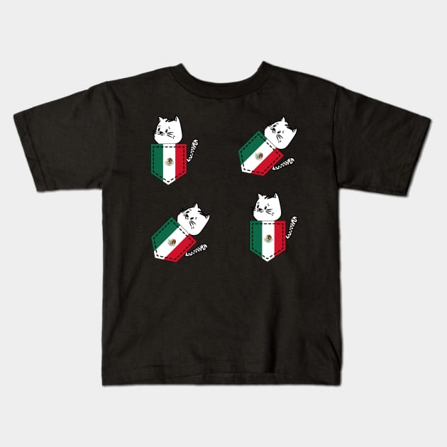 Patriotic Pocket Pussy - Cat Lover -  Mexican Patriot Kids T-Shirt by PosterpartyCo